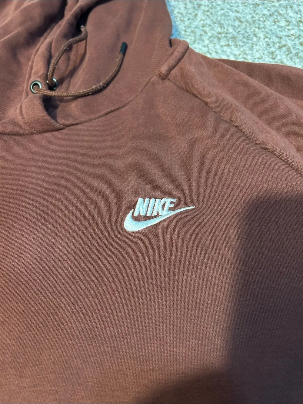 Nike Men's Brown Hoodie with White Swoosh